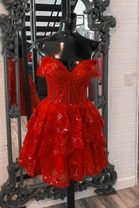 Sequin Lace Sequins Short Prom Dress Open Back Graduation Party Gown Ms2508092