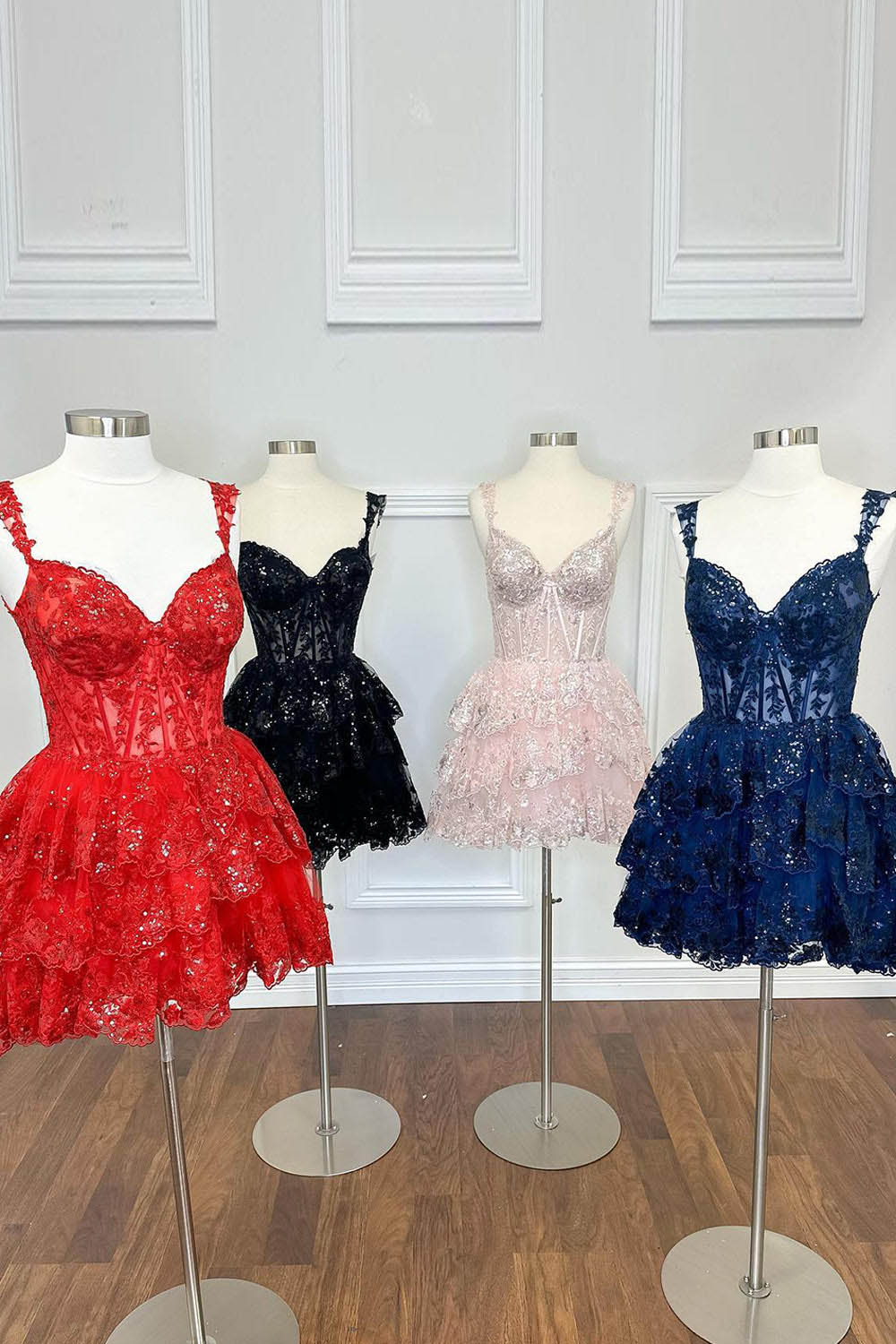 Sequin Lace Sequins Short Prom Dress Open Back Graduation Party Gown Ms2508092