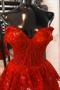 Sequin Lace Sequins Short Prom Dress Open Back Graduation Party Gown Ms2508092