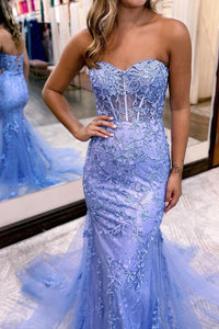 Mermaid Prom Dress Sweetheart Long Evening Dress with Appliques Ms250913