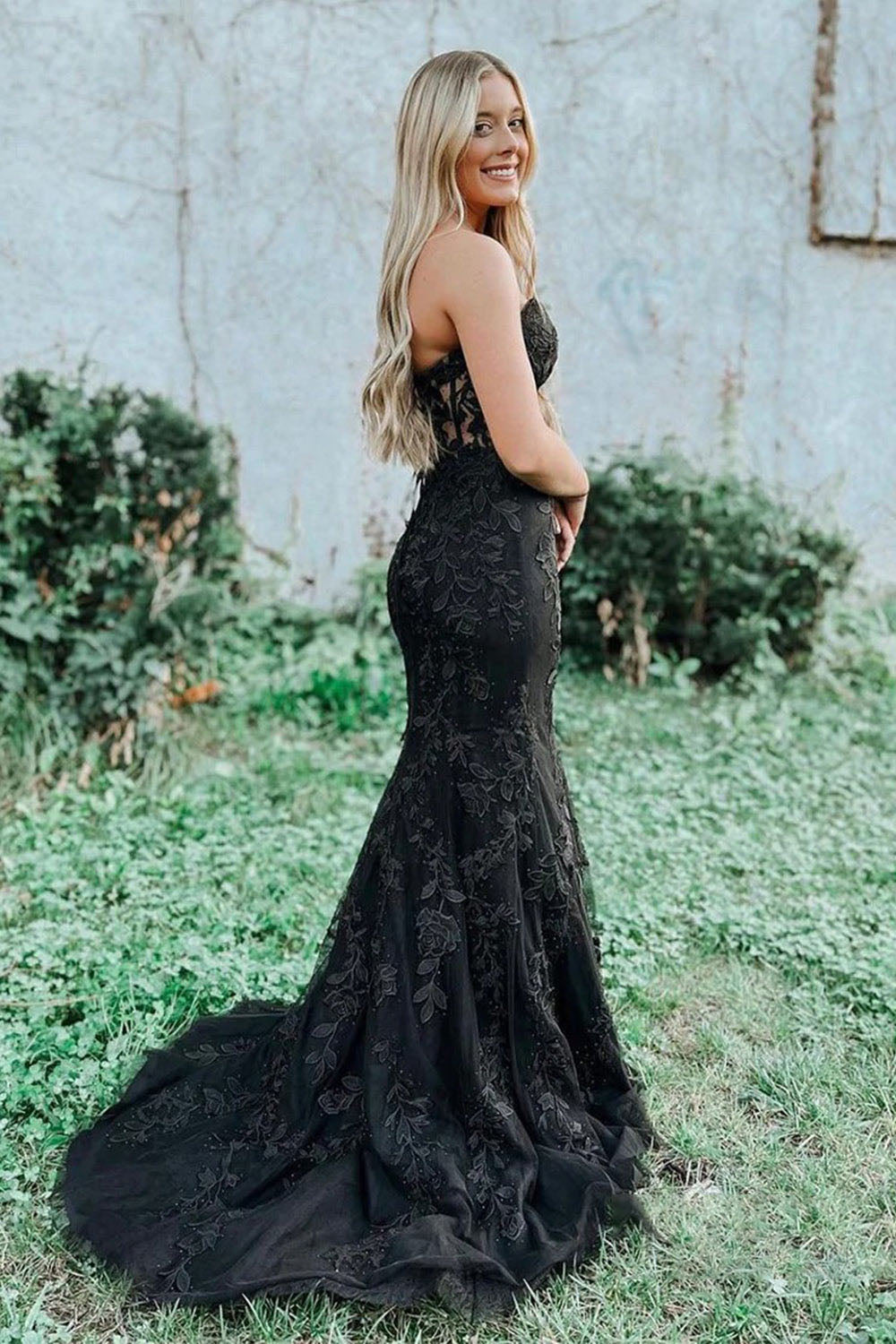 Mermaid Prom Dress Sweetheart Long Evening Dress with Appliques Ms250913