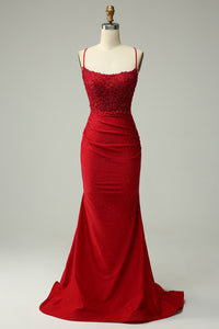 Abito da sera elegante a linea A con pieghe, scollo a cuore, spacco alto sexy Ms2504012
