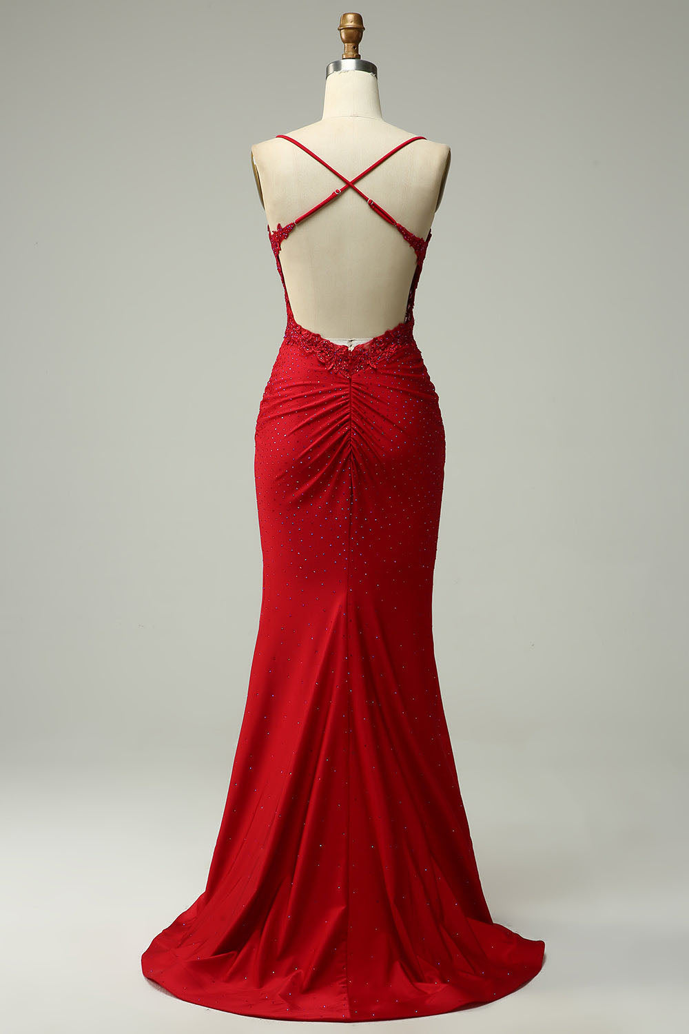 Abito da sera elegante a linea A con pieghe, scollo a cuore, spacco alto sexy Ms2504012