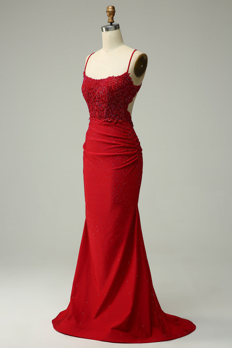 Abito da sera elegante a linea A con pieghe, scollo a cuore, spacco alto sexy Ms2504012