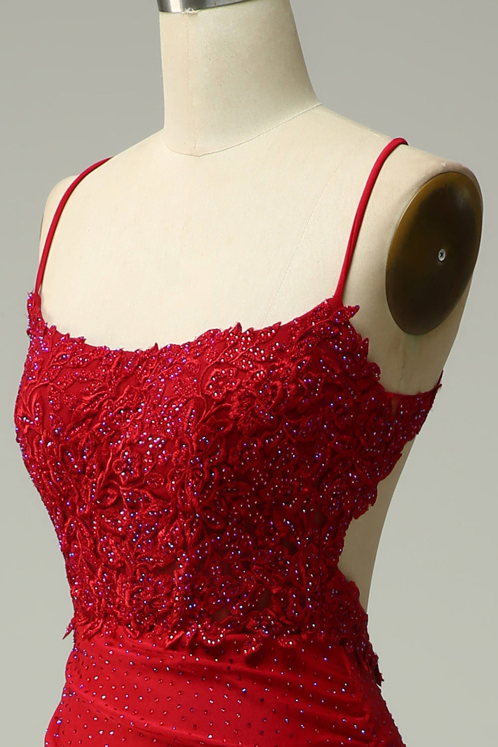 Abito da sera elegante a linea A con pieghe, scollo a cuore, spacco alto sexy Ms2504012