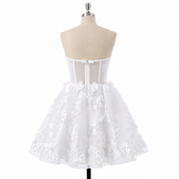 Abito da sposa corto con corpetto senza spalline e stampa floreale 3D Mini Abito da sposa per ricevimento Ms2504193