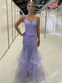 Spaghetti Straps Prom Dresses Lace Appliques Corset Party Dress Ms2508281