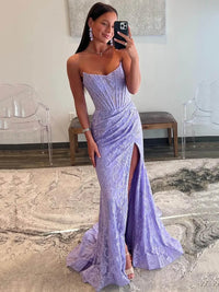 Robe de soirée longue à paillettes asymétrique avec fente et paillettes