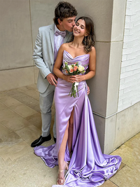 Vestido de Baile Elegante em Camadas com Aplicações de Renda, Sem Mangas, Pregas, Vestido Formal Ms2504071