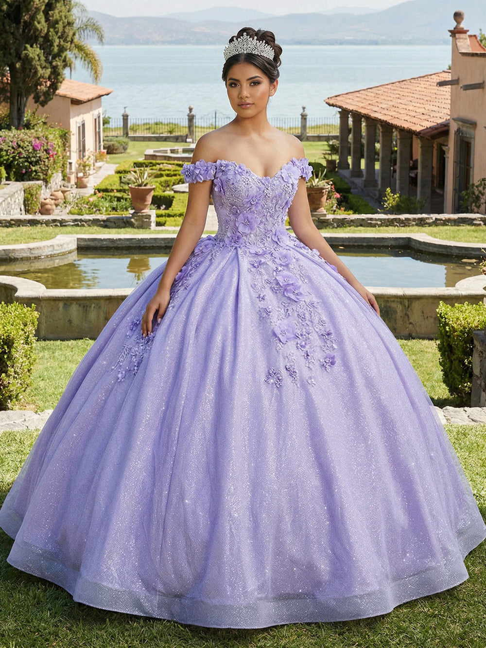 Vestidos de Quinceañera para Mujer con Escote Corazón, Vestido de Bola, Tirantes de Espagueti, Aplicación de Encaje, Vestidos Dulces 16 para Adolescentes