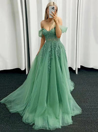 Off Shoulder Prom Dress Lace Appliques Girls Graduation Party Dress Ms2508255