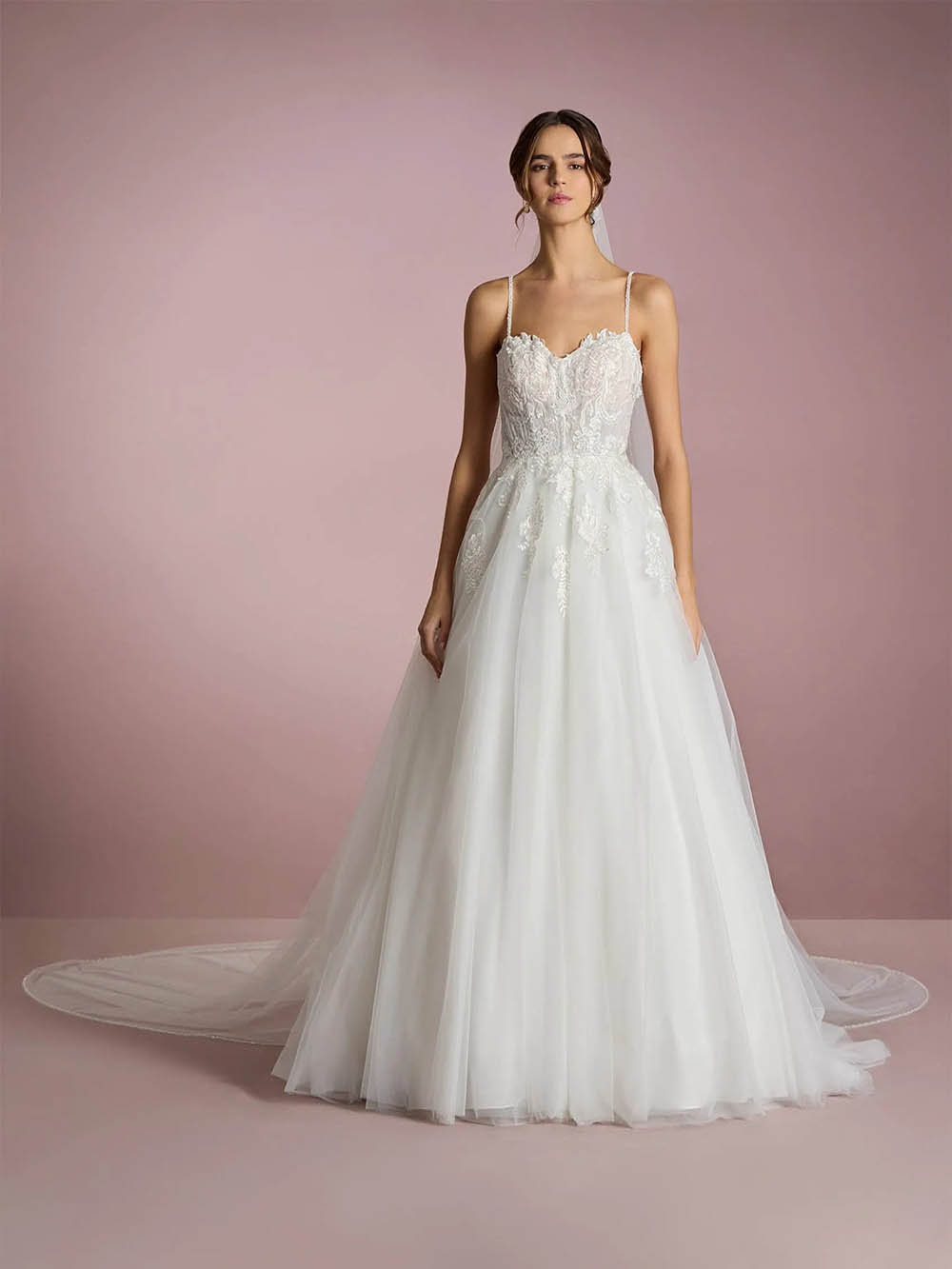 Plus Size Wedding Dresses Lace Applique Tulle A Line Bridal Dress with Spaghetti Straps Ms2509256