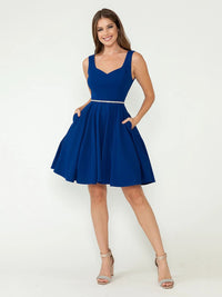 Satin Homecoming Dres Spaghetti Straps A Line Short Cocktail Dress with Pockets Ms10235