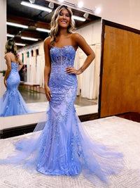 Mermaid Prom Dress Sweetheart Long Evening Dress with Appliques Ms250913