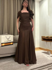 Vestido de Baile Verde com Folhos para Senhora Elegante, Decote O, Vestido Formal para Ocasiões, Vestido de Festa, Vestido de Noite