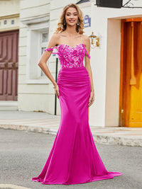Off Shoulder Mermaid Prom Dress Ruched Long Evening Dress Ms2511213