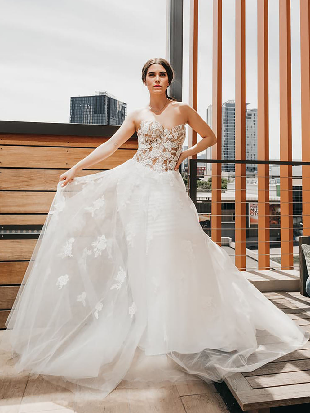 Vintage Wedding Dress Detachable Skirt Strapless Illusion Lace Appliqué Bridal Dress Ms2603199