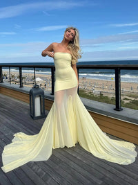 Strapless Mermaid Prom Dress Illusion Evening Dress Party Dress With Sweep Train Ms2606092