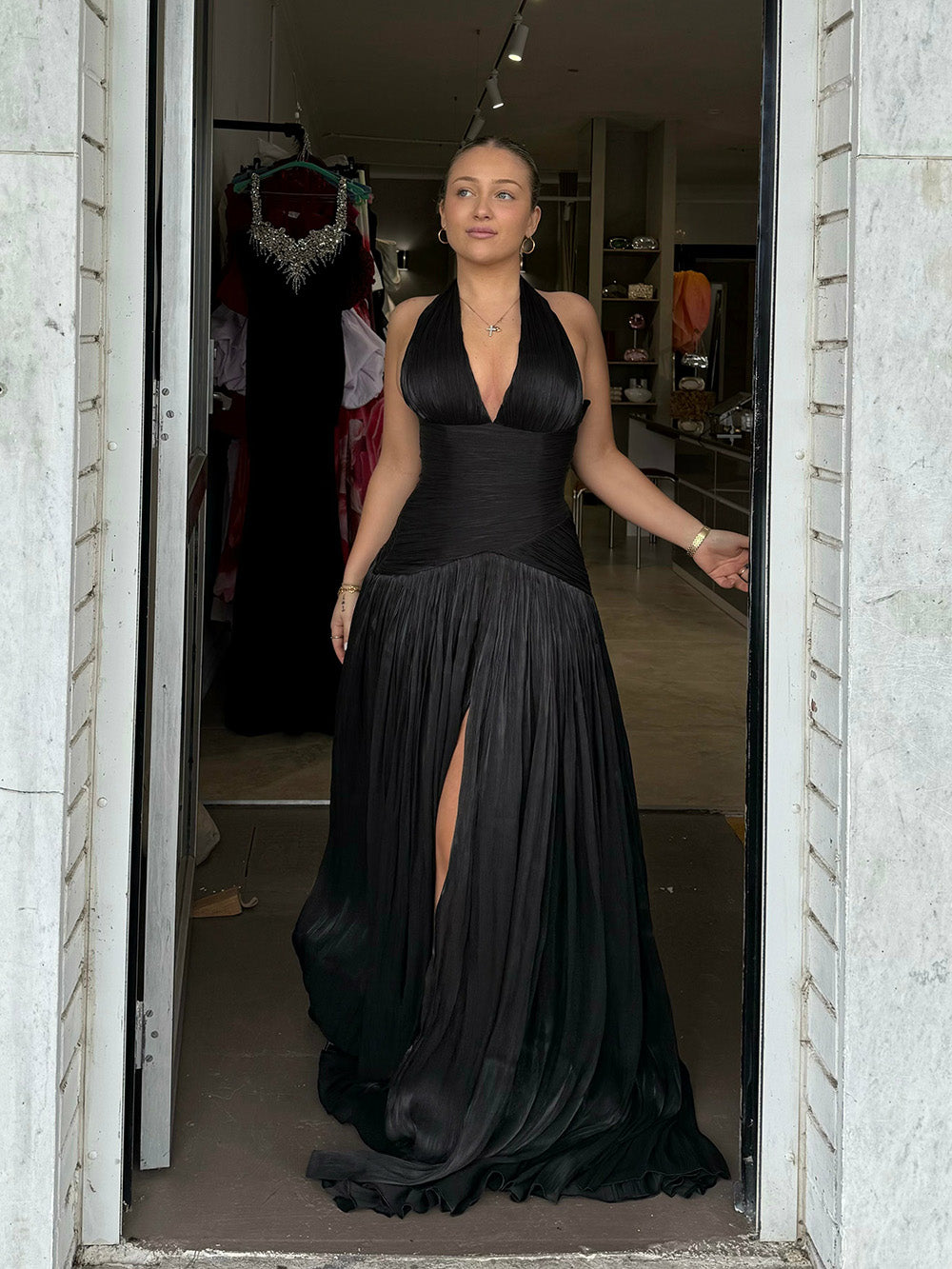 Robe de soirée élégante à volants verts pour femme, robe de soirée à col rond, robe de soirée formelle