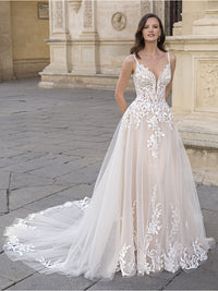 Elegant Lace Appliqué Wedding Dress Backleess Spaghetti Strap A-Line Bridal Gown Ms2505221