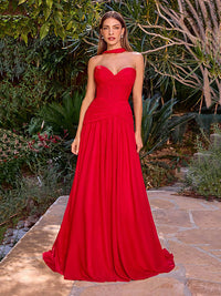 Red Pleated Chiffon Evening Dress Sweetheart A Line Wedding Party Dress Ms2512053