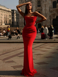 Strapless Crepe Mermaid Evening Gown Elegant Formal Events Gala Night Prom Dress Ms2601123