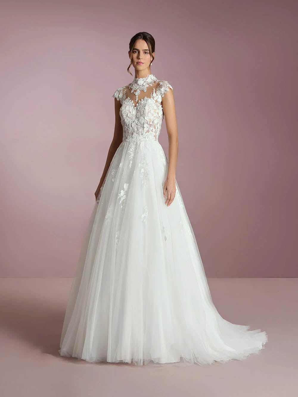 Lace Wedding Dresses Illusion Appliques Open Back Tulle Bridal Dress Ms2509253