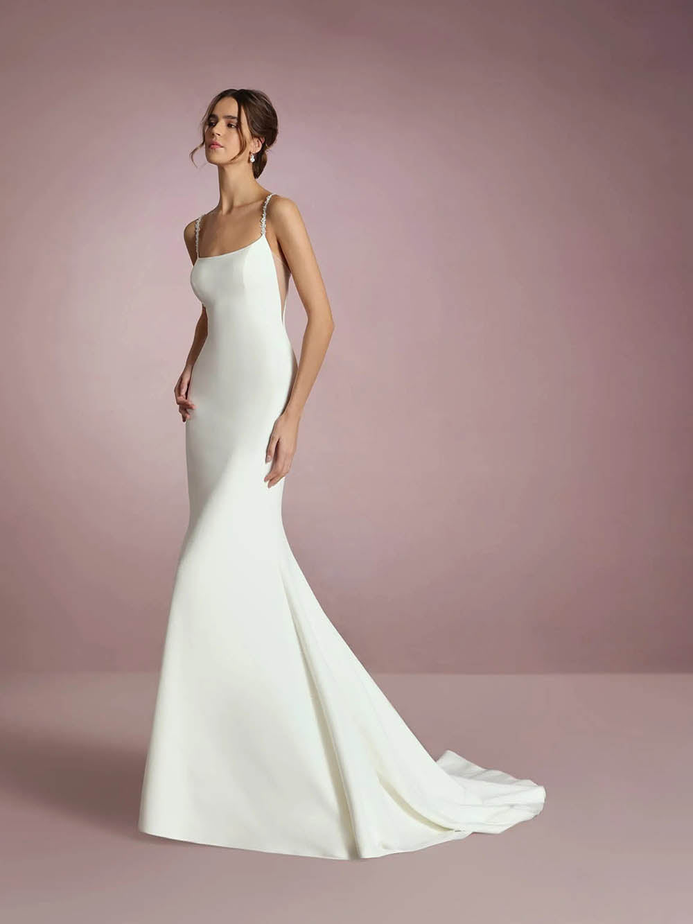Mermaid Wedding Dress Spaghetti Straps Backless Satin Bridal Gown Ms2509251