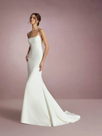Mermaid Wedding Dress Spaghetti Straps Backless Satin Bridal Gown Ms2509251