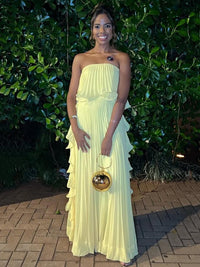 Chiffon Prom Dress Strapless Pleated Ruffles Evening Dress Gala Party Gown Ms2606037