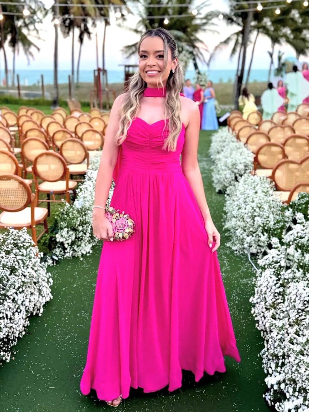 Chiffon Prom Dress Sweetheart Ruched A Line Evening Dress Party Bridesmaid Dress Ms2607221