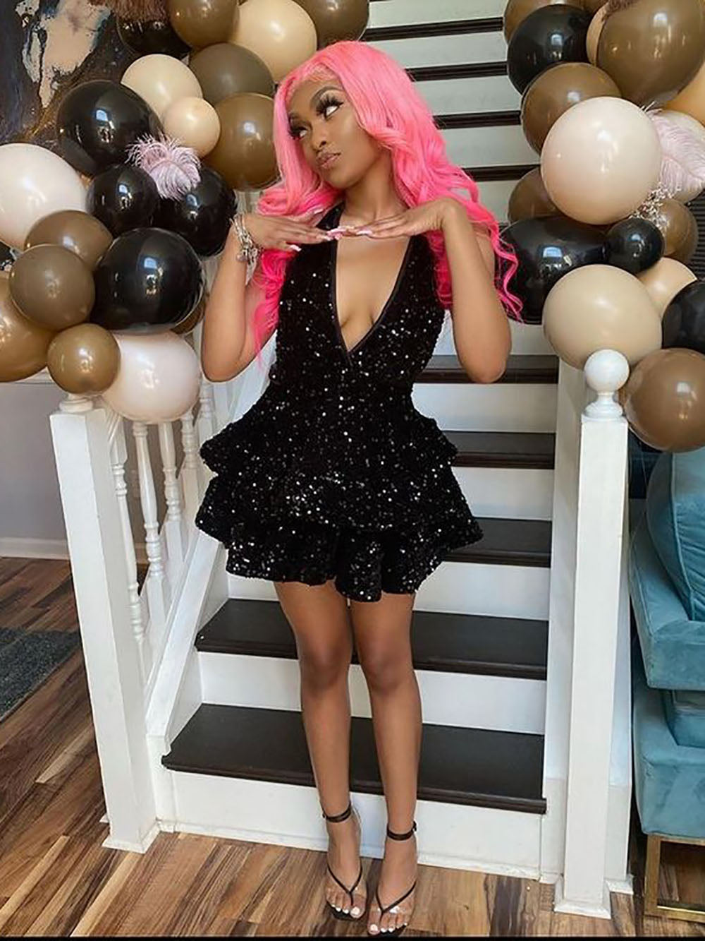 knee length dresses for ladies Glam Sequin Mini Homecoming Dress Halter Club Night Party Gown Prom Dr –  Msikoods Official Store