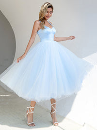 Light Blue Midi Tulle Prom Dress A Line Party Dress Ms2508251