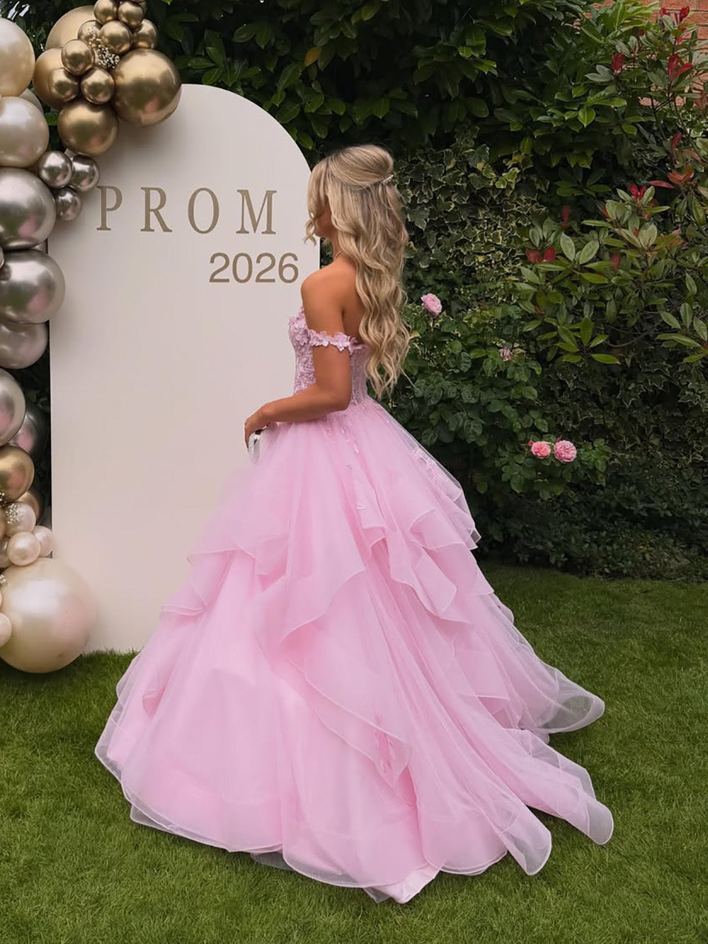 Lace Corset Layered Tulle Prom Dress Off Shoulder Birthday Dress Formal Evening Gowns Ms2607182