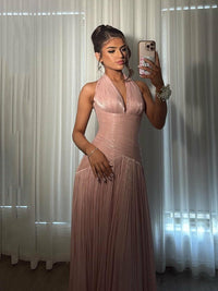 Elegantes grünes Ballkleid mit Rüschen und Rundhalsausschnitt für Damen, formelle Anlässe, Partykleid, Abendkleid