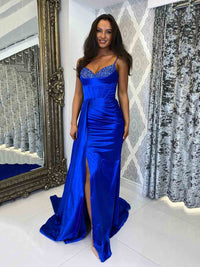 Beading Corset Evening Gown High Slit Sexy Prom Dress Ms260130121