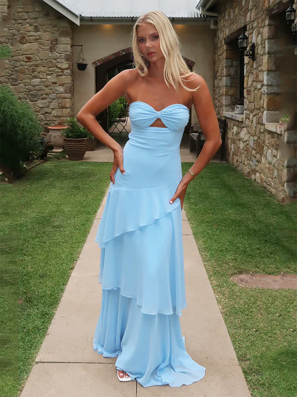 Strapless Tiered Chiffon Prom Ruffle Girl Formal Dress Party Dresses M Msikoods Official Store Strapless Tiered Chiffon Prom Ruffle Girl Formal Dress Party Dresses M Msikoods Official Store