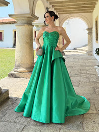 Beaded Strapless Satin Evening Dress Elegant A Line Prom Dress Ms2607011