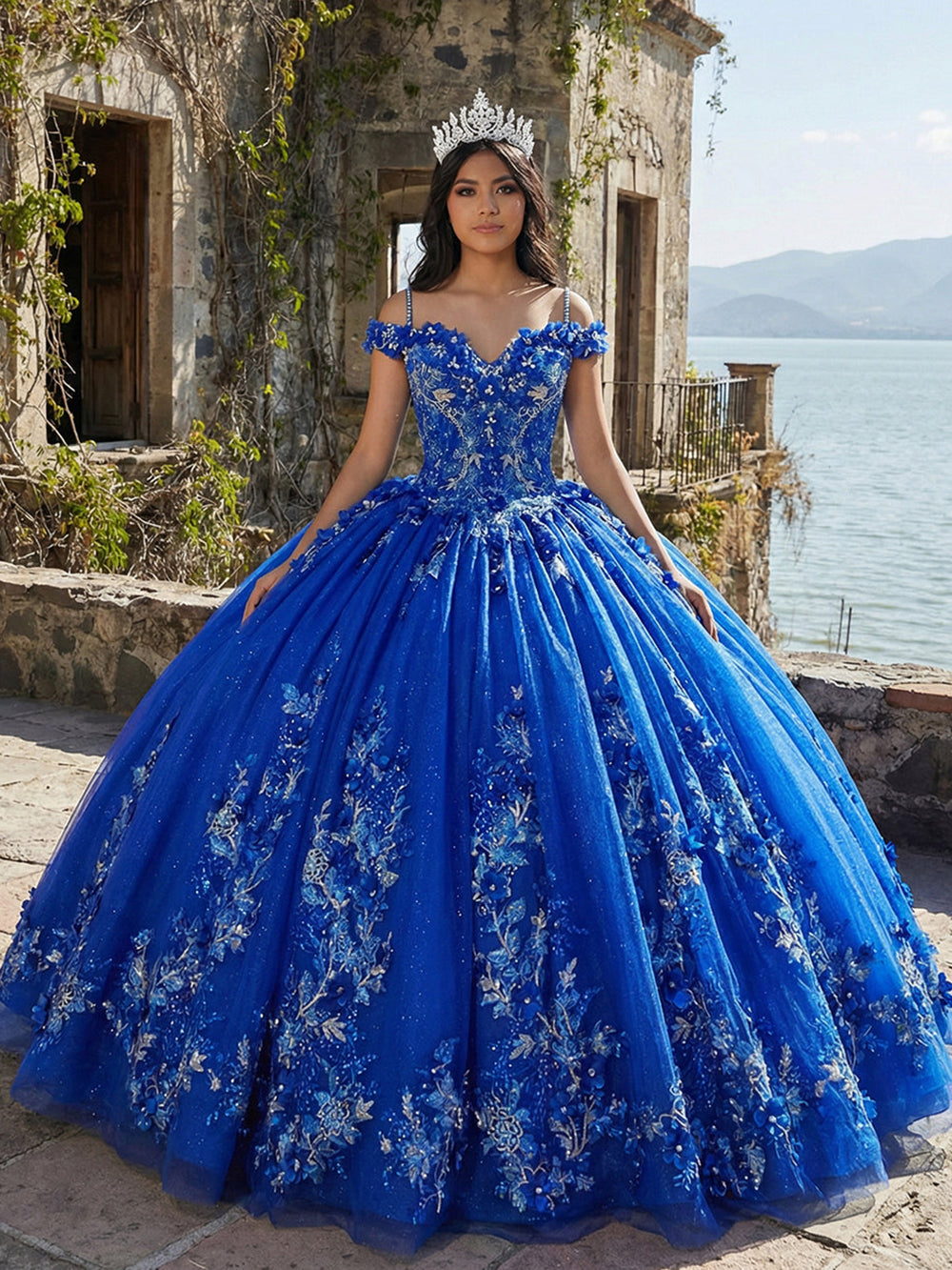 Damen Quinceanera-Kleid mit Herzausschnitt, Ballkleid, Spaghettiträger, Spitzenapplikationen, Sweet 16-Kleider für Teenager