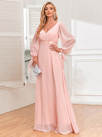 Long Sleeve V-Neck Prom Dress Mother Dress for Wedding Party Ms2510115