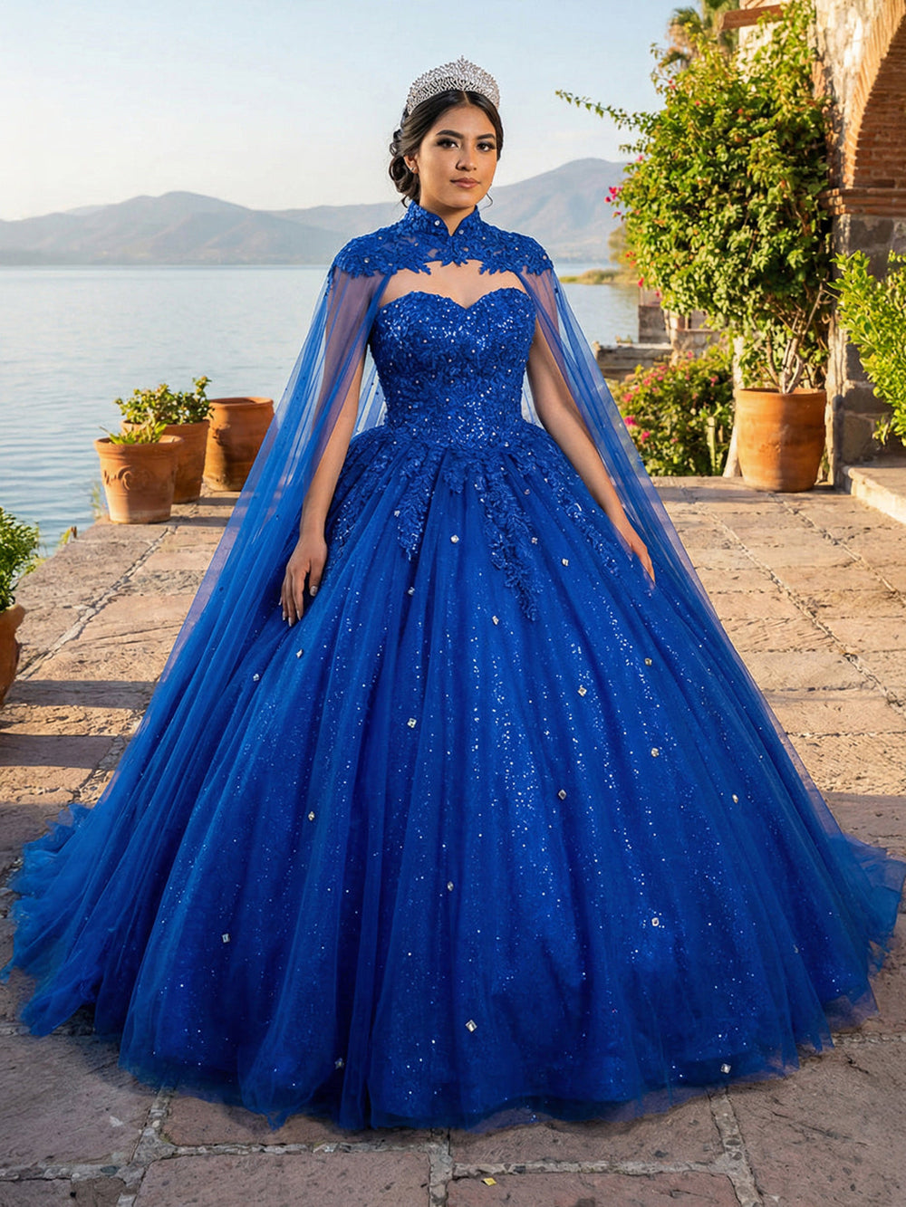 Vestidos de Quinceañera para Mujer con Escote Corazón, Vestido de Bola, Tirantes de Espagueti, Aplicación de Encaje, Vestidos Dulces 16 para Adolescentes