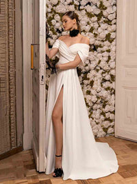 Langärmelige Brautkleider für die Braut, Brautkleider mit V-Ausschnitt, Spitzentüll, Brautkleider für Frauen mit Schleppe