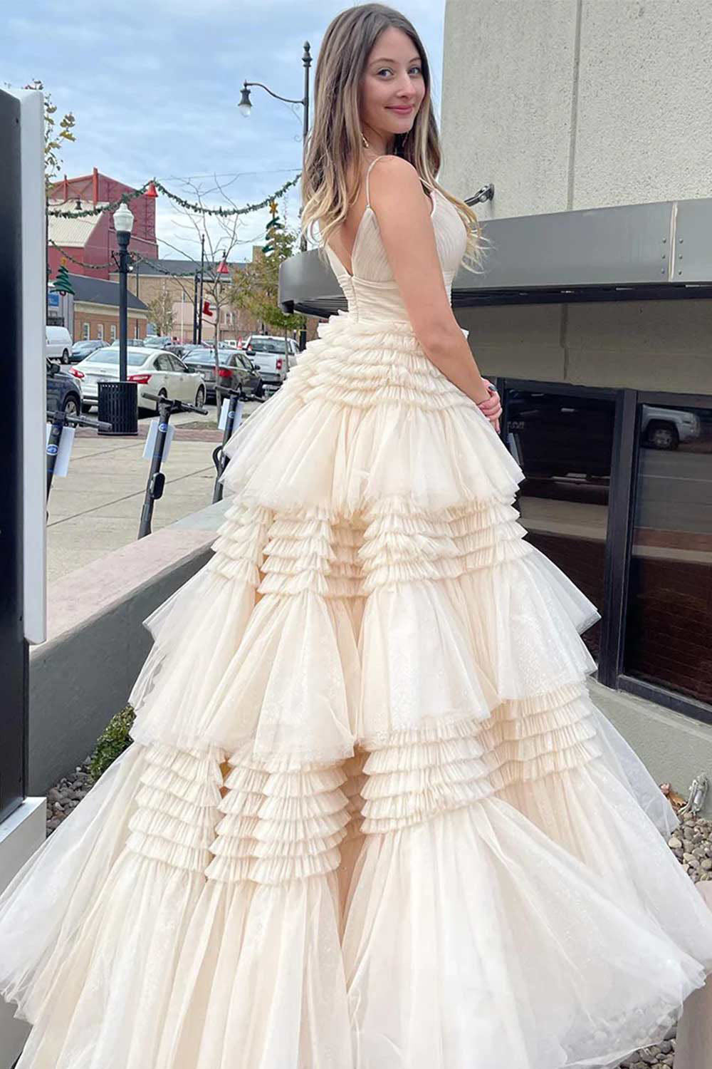 Abito da sera con spacco Ruffle, scollo a cuore, applicazioni in pizzo, corsetto, abito formale per festa di prom Ms2504114