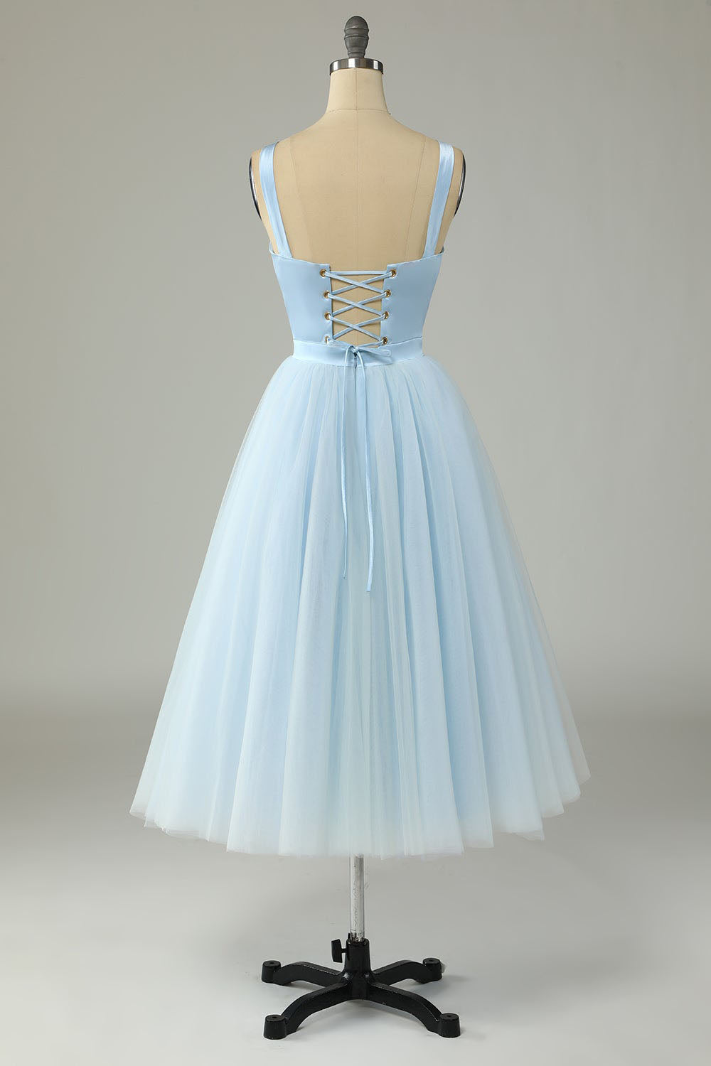 Light Blue Midi Tulle Prom Dress A Line Party Dress Ms2508251