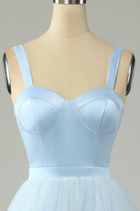 Light Blue Midi Tulle Prom Dress A Line Party Dress Ms2508251