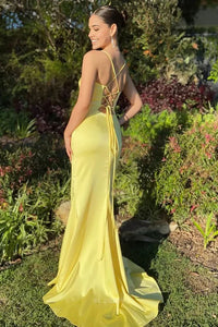 Sexy Slit Bridesmaid Dress Spaghetti Strap Corset Satin Prom Prom Dress Ms2507091
