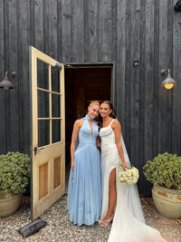 Elegante abito da sera verde con volant da donna, scollo a O, abito formale per occasioni, abito da festa, abito da sera