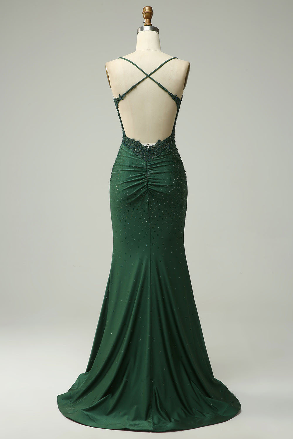 Abito da sera elegante a linea A con pieghe, scollo a cuore, spacco alto sexy Ms2504012