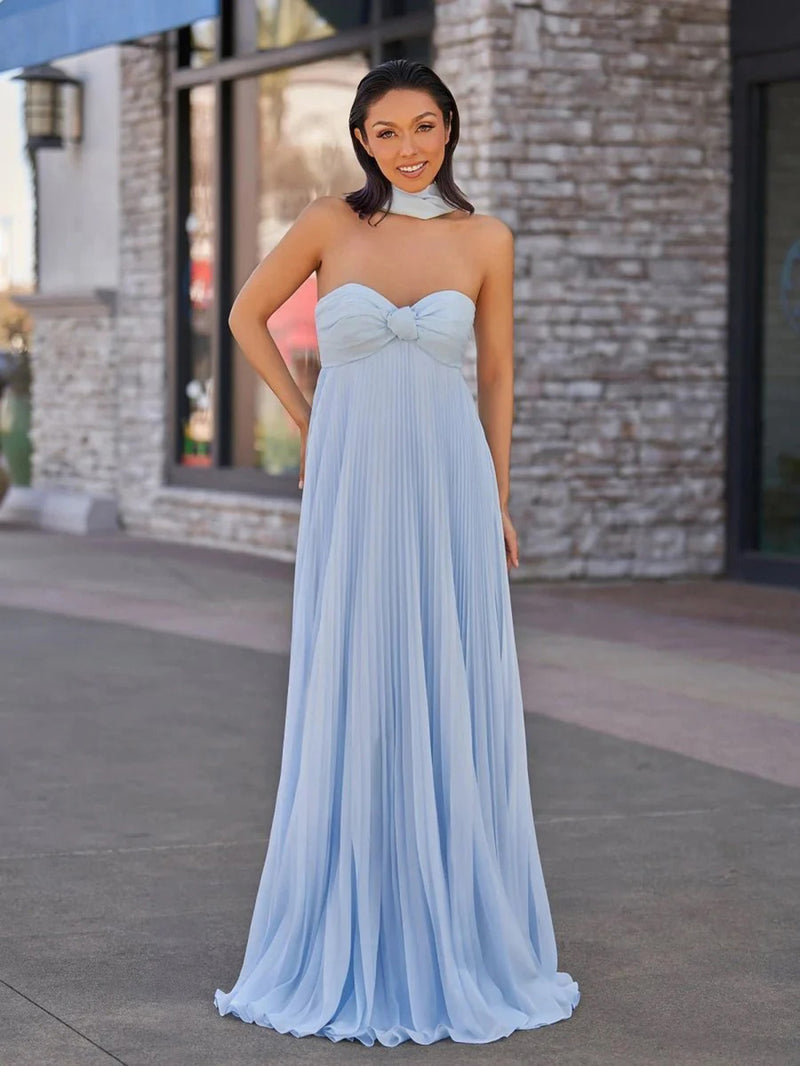 Pleated Strapless Prom Dress Sweetheart Bow Formal Graduation Dress Ms2506156