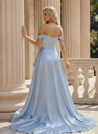 Robe de bal bleu ciel en dentelle avec corset et décolleté en cœur, robe d'anniversaire en mousseline de soie à plusieurs niveaux, robes de remise de diplôme pour adolescentes